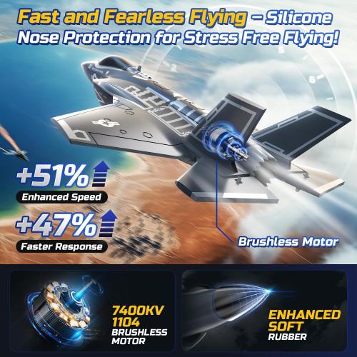 DEERC F35 4 Channel Brushless RC Plane for Adults Remote Control Airplane EDF Fighter Jet,2.4GHz 6-axis Gyro Stabilizer EPP RTF Hobby Glider Aircraft Plane Easy to Fly for Advance Player