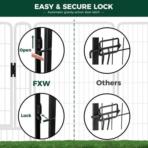 FXW Rollick Unleashed Dog Playpen for Indoor, Yard, RV Camping, 40 inch 8 Panels for Medium and Large Dogs, Black│Patented
