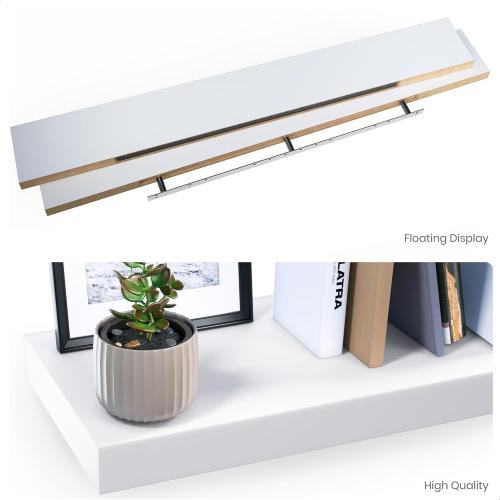 Ballucci Floating Shelves for Wall, 60 Wood Wall Shelf Set of 2, with Invisible Brackets for Bathroom, Living Room, Bedroom, Kitchen, Nursery, 8 Deep, White