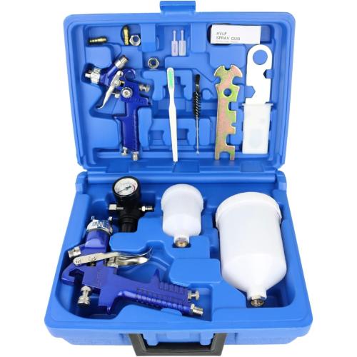 HVLP Air Gravity Spray Gun Set,2-Sprayer paint Gun,0.8mm 150ml & 1.4mm 600ml Auto Gravity Feed Painting with Locking Air Pressure Regulator Gauge Air Spray Nozzle Gun for Cake Decoration,Model Making