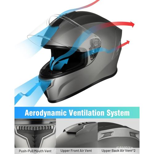 Favoto Full Face Motorcycle Helmet - Dual Visor, Anti-Fog Film Included, DOT Approved Adult Dirt Bike Helmet for Men Women