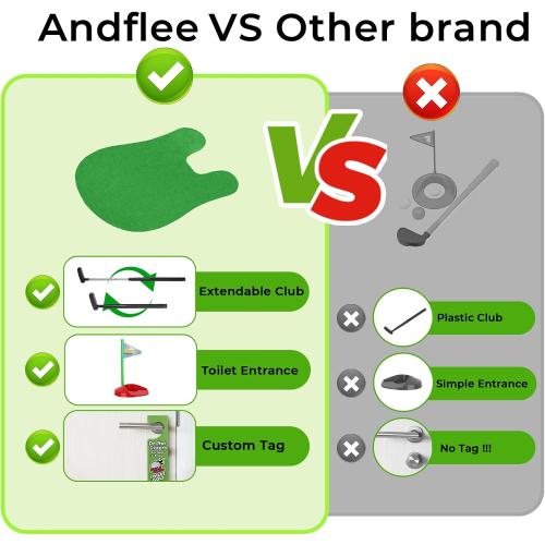 Toilet Golf Game Set - Toilet Golf Bathroom Game for Adults, for Father - Ideal Father’s Day or Birthday Golf Gifts for Men Women and Kids