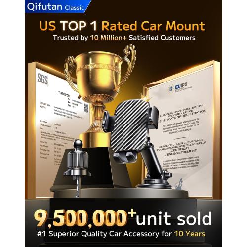 Qifutan Car Phone Holder Mount Phone Mount for Car Windshield Dashboard Air Vent Universal Hands Free Automobile Cell Phone Holder Fit for iPhone Smartphone Camera Mounts