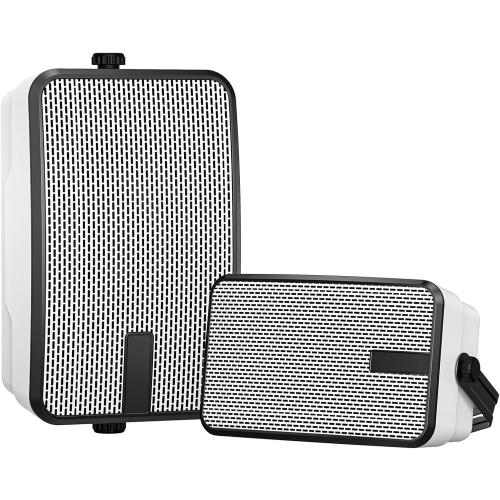 Set of 2 Outdoor Bluetooth Speakers 400w for Garage, Patio, Porch, Gazebo, Soffit, Entertainment Room. Wall Mount Speaker, Wireless Sync Up to 100 Speakers, IPX5 Waterproof (2 Pcs)