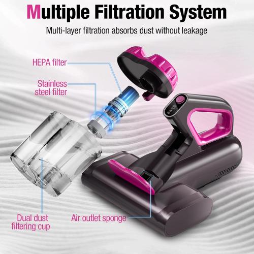 Mattress Vacuum Cleaner, 17Kpa 650W Bed Vacuum Cleaner, 273nm UV-C Light & Ultrasonic 145°F Heating, 80000 RPM/Min Brushroll Rotation, Wide Suction Port for Pillows Cribs Sofa, Black Corded