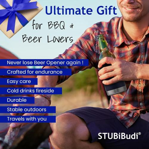 STUBiBudi Bottle Can Cooler, Beer Bottle Holder with Beer Opener, Insulated Beer Bottle Cooler, Beer Gifts, Beer Accessories, 12oz Beer Cooler Can Holder 4 in 1 Seltzer Cooli Bottle Keeper Beer Holder