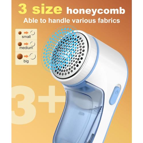 Fabric Shaver, Lint Remover for Clothes, Effectively and Quickly Remove Pills, Sweater Shaver with Stainless Steel 3-Leaf Blades and Safety Lock Protection.(Blue & White)