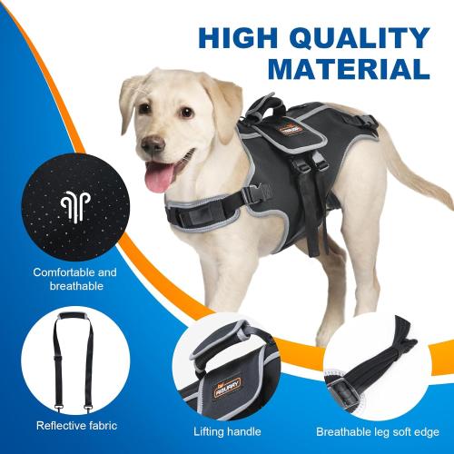 Size XL Color Black Full Body Dog Lift Harness with Handle & Adjustable Lifting Straps - Dog Carrier Sling for Joint Injuries, Arthritis, Paralysis - Up Stairs (XL)