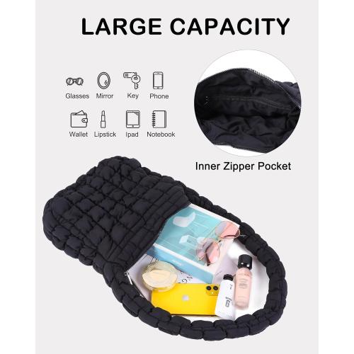 Rejolly Puffer Quilted Shoulder Bag for Women Puffy Bubble Tote Bag Lightweight Nylon Handbag Padded Soft Purse