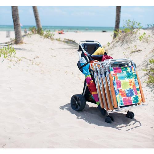 Rio Beach Wonder Wheeler Deluxe Utility, Lawn, and Beach Foldable Cart, Navy