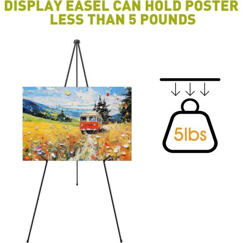 AROIC 63 Easel Stand for Display, 3 Pack Portable Foldable Metal Easel, Easels for Signs Wedding Logos,Arts, Painting,Adjustable Floor Easels with 3 Storage Bag