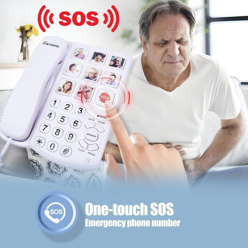 Big Button Phone for Seniors, Corded Landline Phone One-Touch