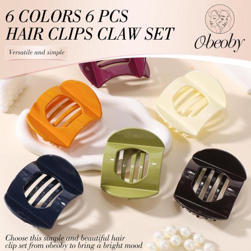 obeoby 6 Pcs Flat Hair Claw Clips For Women Girls, French Barrettes Set