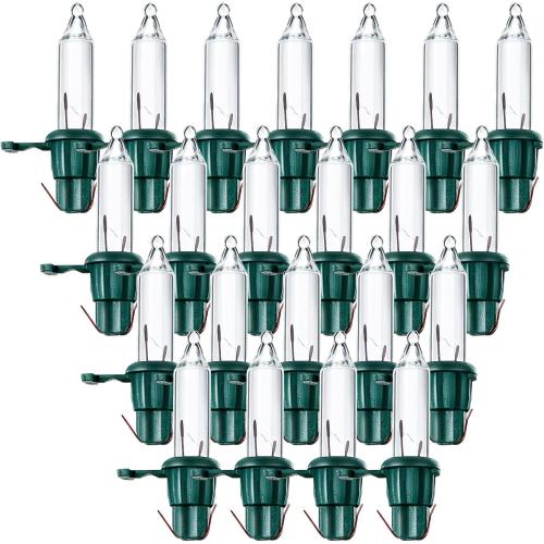 Mudder 60 Count Christmas Tree Replacement Light Bulbs 2.5v 0.425 Watt Replacement Bulb Mini Incandescent Wire String Lights Decoration for Prelit Xmas Tree(Green Base with Warm White Bulb)