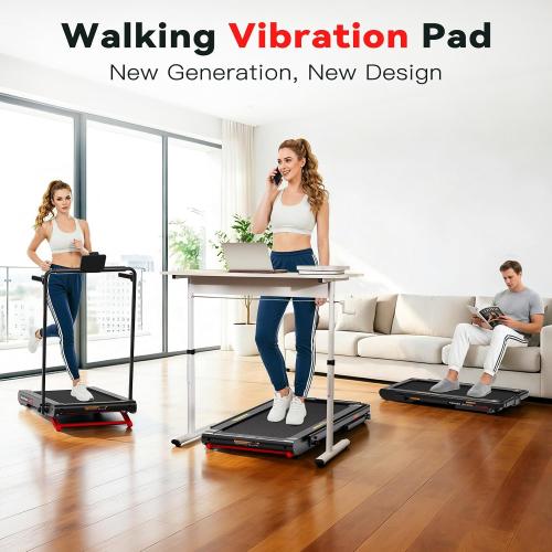 Folding Vibration Walking Pad Treadmill with Incline,4-in-1 Under Desk Treadmills for Home&Office,350LBS Capacity,0.3-7.5MPH Speed,LED Display,Portable Treadmill with APP