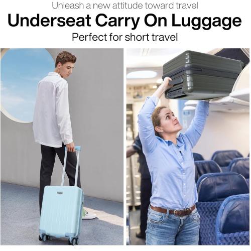 18-inch Carry-on Boarding Luggage: Equipped with Movable Wheels, TSA Approved,Under the Seat, Hard Shell Construction, Lightweight Bag with Essential Accessories (Greenish Grey)