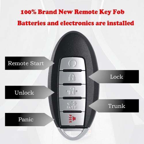 MechanMagic Remote Key Fob Replacement Fits for Nissan Altima Maxima 2016-2018 Push Start Button Keyless Entry Remote Control KR5S180144014 S180144310 5 Buttons