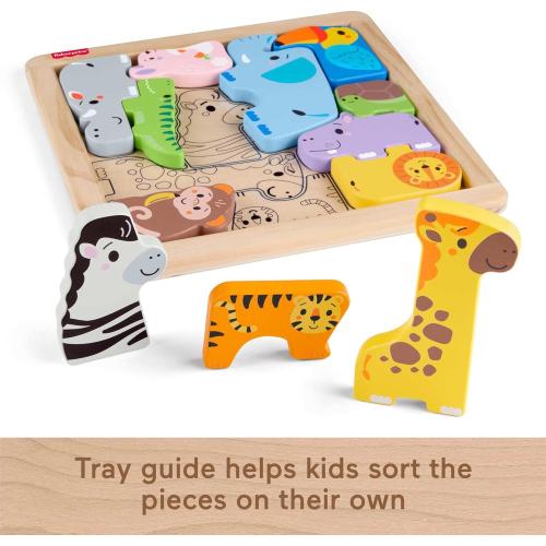 Fisher-Price Wood Toddler Toy Animal Puzzle