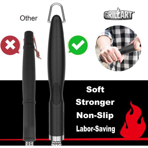 GRILLART Grill Brush, 18'' Extra-Strong Handle, BBQ Cleaner with Scraper
