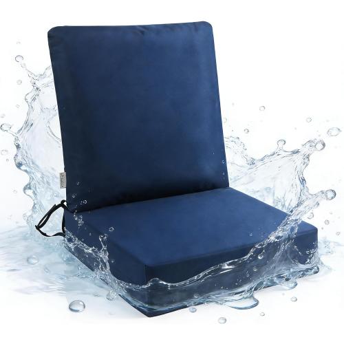 Melissa Luxury Outdoor Patio Chair Cushions, 22x22x5 Inch Deep Seat Bottom & Back Cushions, Waterproof and Fade Resistant, for Patio Chairs, Couch, Sofa & Backyard Furniture,Navy