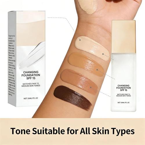 Color Changing Foundation for Mature Skin, Hydrating and Lightweight Liquid Foundations, Tone Suitable for All Skin Types (1pcs)