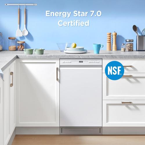 Midea MDF18A1AWW Built-in Dishwasher with 8 Place Settings, 6 Washing Programs, Stainless Steel Tub, Heated Dry, Energy Star, White