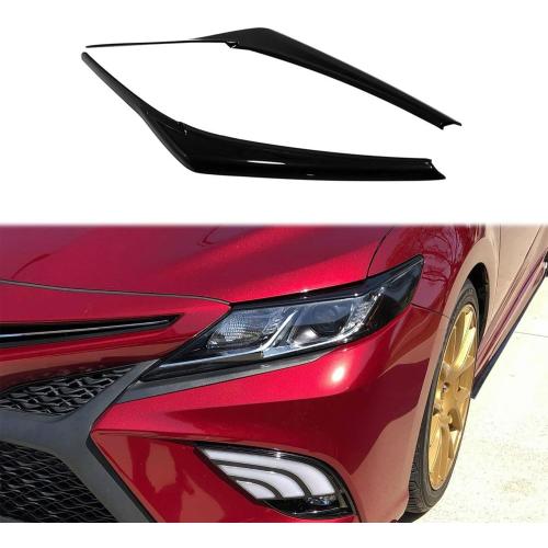 Gloss Black Headlight Eyelid Eyebrow Edge Cover for Toyota Camry 2018 2019 2020 2021 2022 2023 2024 ABS Car Accessories 2PCS