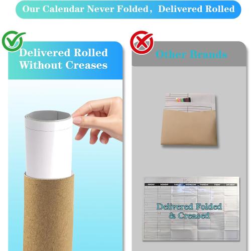 Dry Erase Calendar for Wall - 38 x 58 Extra Large White Board Calendar, One Month Undated Blank Daily Planner, Reusable Laminated 30-Day Task Organizer for Office, Classroom, Home(No Creases)