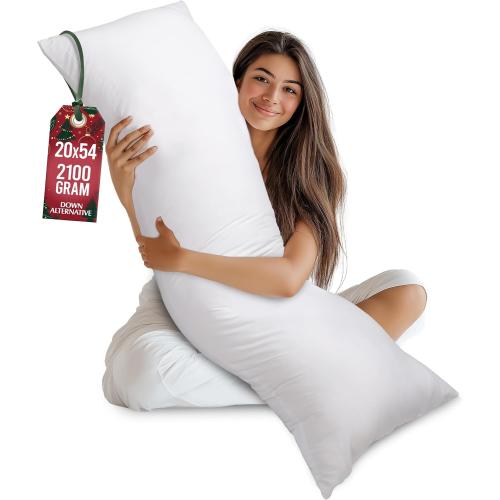 Utopia Bedding Full Body Pillow for Adults (White, 20 x 54 Inch), Long Pillow Insert for Sleeping, Ideal for Side Sleepers