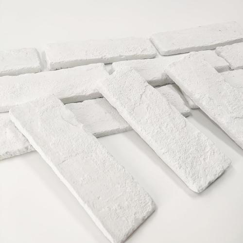 40 Pcs White Thin Brick Veneers, 2.4 x 7.9 Wall Brick, 3D Faux Brick for Kitchen Backsplash, Fireplace, Living Room, Interior and Exterior Wall Decoration (7 sq.ft) (White)