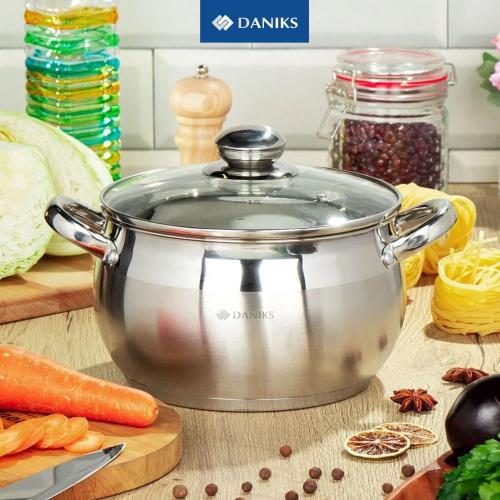 hivvago 12 piece pots and pans set tempered glass lids and handles silver
