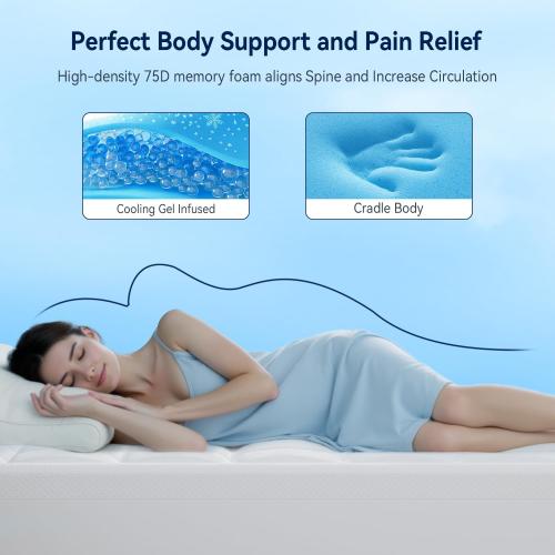 ELEMUSE 3 Inch Cooling Memory Foam Mattress Topper Full, 2 Inch Pressure-Relieving Memory Foam and 1 Inch Thick Soft Viscose Made from Bamboo Pillow Top for Hot Sleepers, Removable & Washable Cover