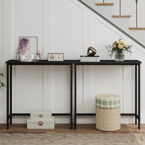 HollyHOME Narrow Console Table, 29.5 Slim Entryway Table, Sofa Stand, Hallway Shelf for Hallway, Bedroom, Living Room, Foyer, Black