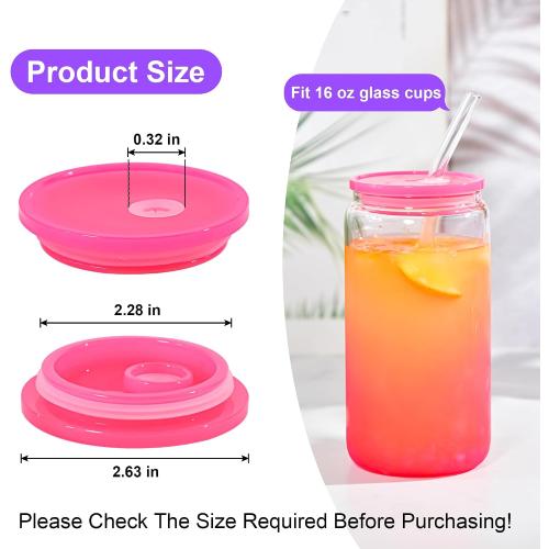 8 Pcs Acrylic Lids for 16 oz Glass Cups Plastic Tumbler Replacement Lids Spill Proof Reusable Glass Cup Lid for Beer Can Iced Coffee Cups Drinking Glasses - Multi-Colored