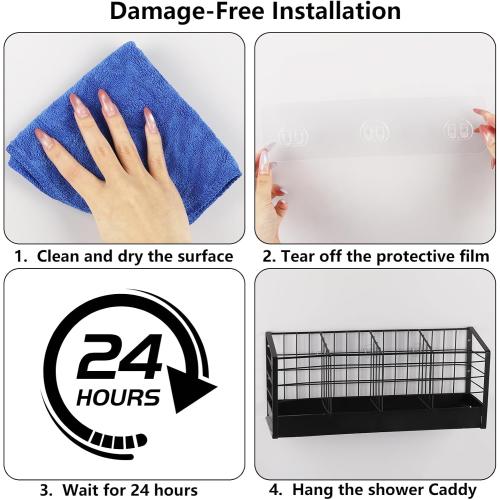 BTYMS 28 Pcs Transparent Shower Caddy Adhesive Replacement in 3 Sizes, No Drill & Waterproof Shower Shelf Hooks，Strong Adhesive Strips for Bathroom Storage Shelves & Kitchen Racks