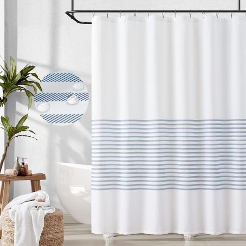 jinchan Blue and White Striped Shower Curtain Modern Zig Zag Waterproof Fabric Shower Curtains for Bathroom with 12 Hooks Machine Washable 70x72 inches