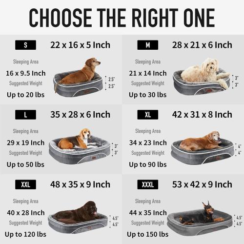 OhGeni Orthopedic Dog Couch Pet Sofa Large Sized Cat Beds with Comfort Foam Support, Soft Comfortable Fabric, Machine Washable Waterproof Removable Cover, 35-Inch (Gray)