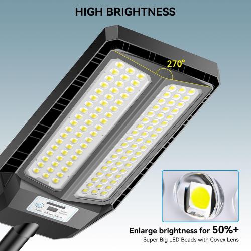 VOOJOY 5000W Solar Street Lights Outdoor, 7000K Solar Light Outdoor, 2 Pack