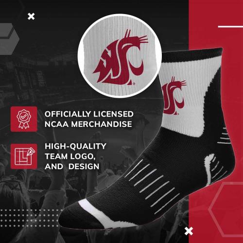 Size MD For Bare Feet Adult NCAA Surge Quarter Length Crew Socks - All Weather Performance - Men & Women - Enhance Your Team Footwear
