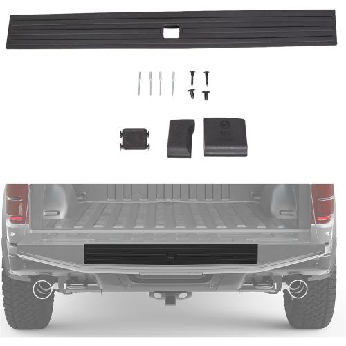 ECOTRIC Center Tailgate Molding Trim Compatible with 2015-2020 Ford F150 F-150 Replacement for FL3Z9940602B FO1904135 Flexible Flex Step Cap Top Trim Protector Cover w/Release Button