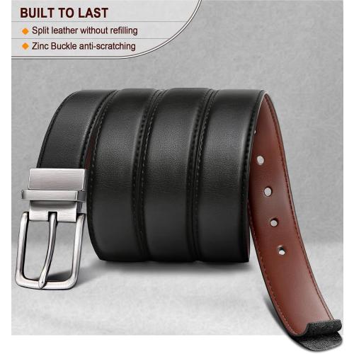 BULLIANT Men's Belt,Reversible Belt Adjustable For Gift Men 1.25”-Cut For Fit-2 Sides in 1 Belt(Not 2)