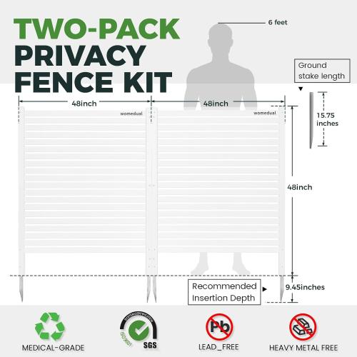 Air Conditioner Fence 2 Panels, 48 W x 48 H Outdoor Trash Can Fence, Easy Assembly Decorative Privacy Screen for AC Units & Pool Equipment