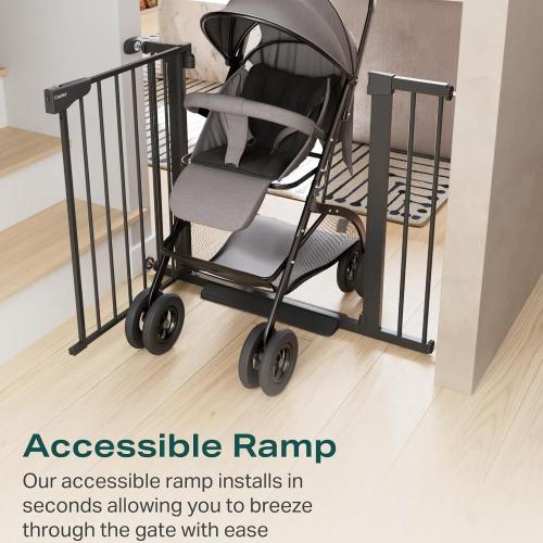 Cumbor 29.7-40.6 Baby Gate for Stairs, Baby Essential Safety Gate, Mom's Choice Awards Winner-Dog Gate for Doorways, Pressure Mounted Auto-Close Pet Gates for Dogs Indoor, Durable Child Gate, Black