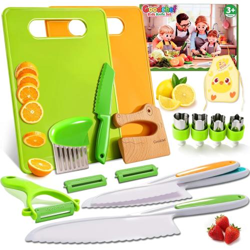 Goodche 16 Pieces Toddler Knife Set- Kids Cooking Sets Real