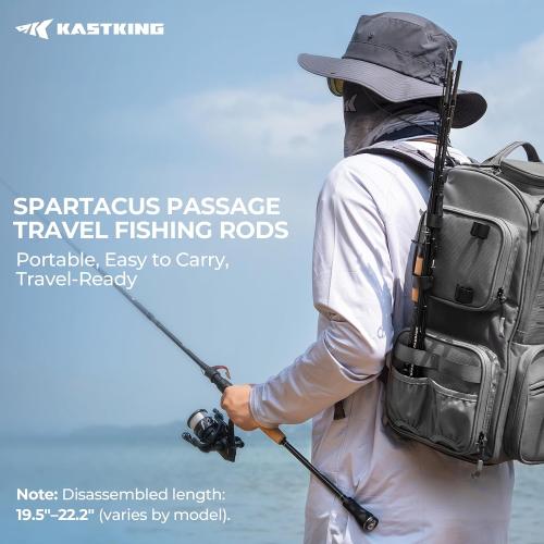 KastKing Spartacus Passage Travel Fishing Rods, Portable 4-Piece Spinning & Casting Rods, Extra Twin-Tip, IM7 Graphite Blanks, Stainless Steel Guides with Zirconium Oxide Rings, EVA Handle