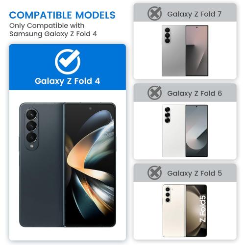 VEGO for Galaxy Z Fold 4 Case, with [S Pen Holder][Hinge Protection][360-degree Rotating Kickstand][Slide Camera Cover][Front HD Screen Protector] Protective Cover for Samsung Z Fold 4 - Black