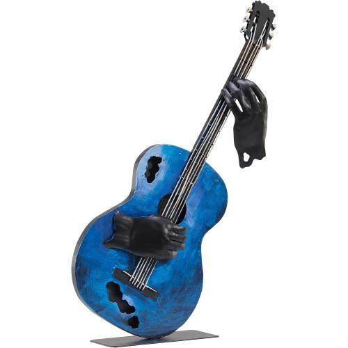 SunBlogs Art 23”H Metal Guitar Décor, Handmade Music Sculpture Gifts (Blue) | Hand-painted Metal Statue, Western Guitar Art, Rustic Artwork for Living Room, Cool Gifts for Music Lover Musician & Teacher