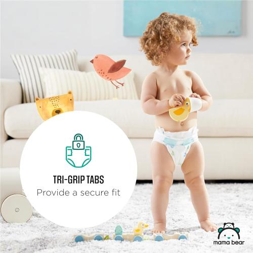 4pack of Amazon Brand - Mama Bear Gentle Touch Diapers, Size 5, 33 Count, 12 Hours Protection, Hypoallergenic, Wetness Indicator, Stretchy Waistband