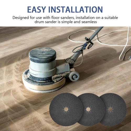 HUAALIUCHE Floor Sanding Disc Cloth-Backed Silicon Carbide，17 x 2 Holes for Concrete, Stone, 60 Grit, 3-Pack
