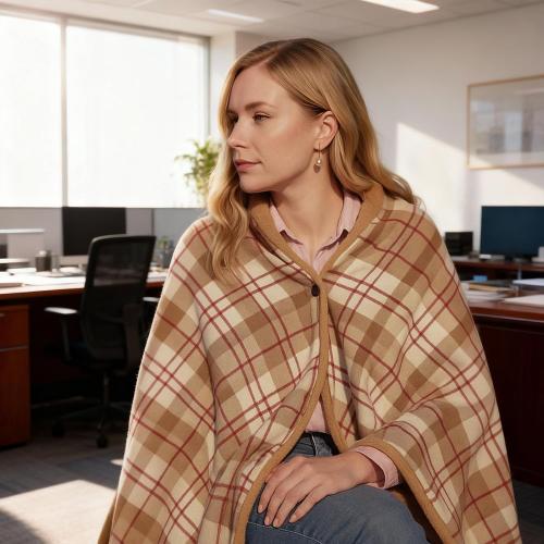 Newwiee 2 Pcs Fleece Wearable Desk Blanket for Work Chair, Plaid Lap Blanket with Buttons for Woman Travel Bed Sofa Office and Outdoor ? blue black ?